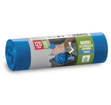 Worki na śmieci do segregacji odpadów PAPIER 120L 10szt niebieskie