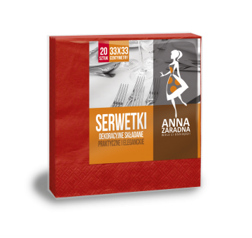 Serwetki trójwarstwowe składane 33x33cm 20szt czerwone intensywne
