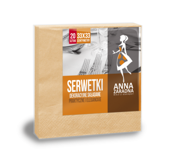 Serwetki trójwarstwowe składane 33x33cm 20szt łososiowe pastelowe