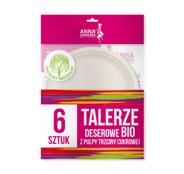 Talerze deserowe BIO z pulpy trzciny cukrowej 6szt