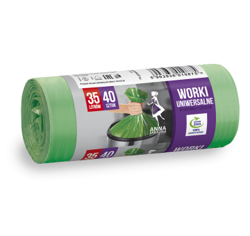 Worki na śmieci UNIWERSALNE 35L 40szt zielone
